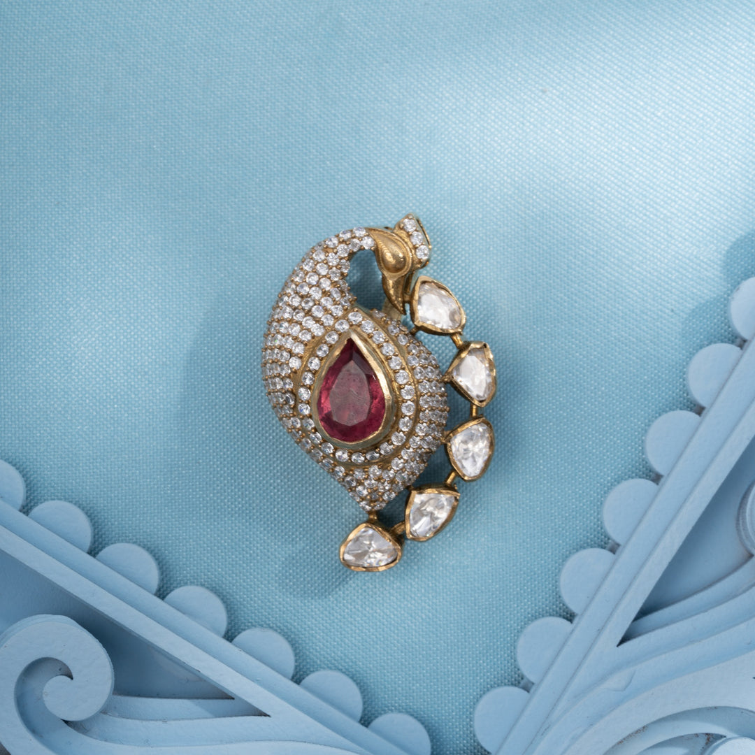 Rosy Plume Victorian Pendant Set