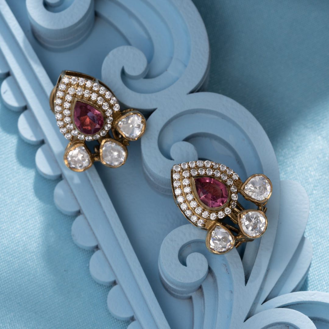 Rosy Plume Victorian Pendant Set