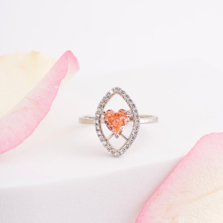 Orange-Heart CZ Ring