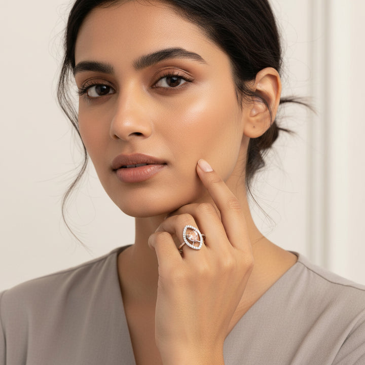 Orange-Heart CZ Ring