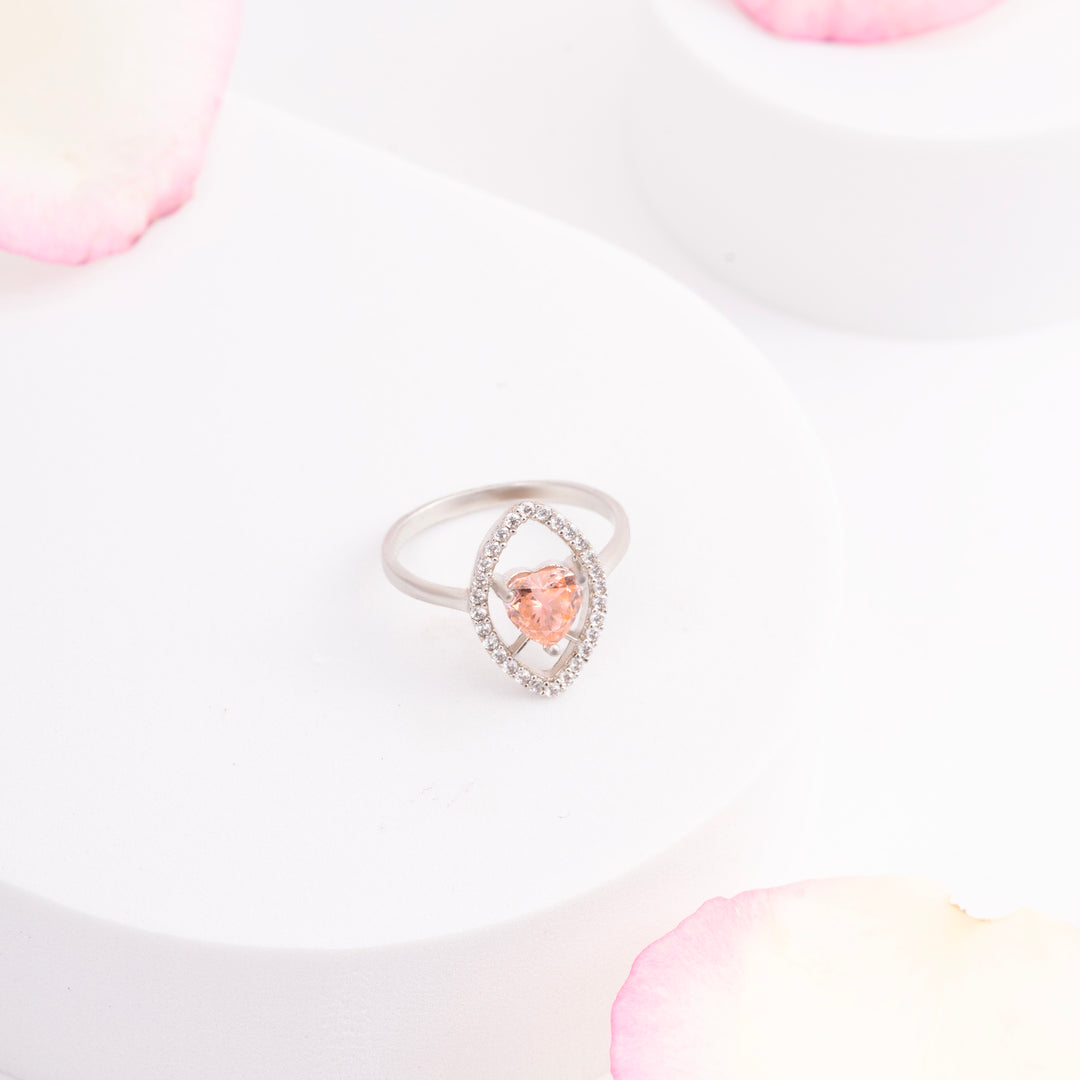 Orange-Heart CZ Ring