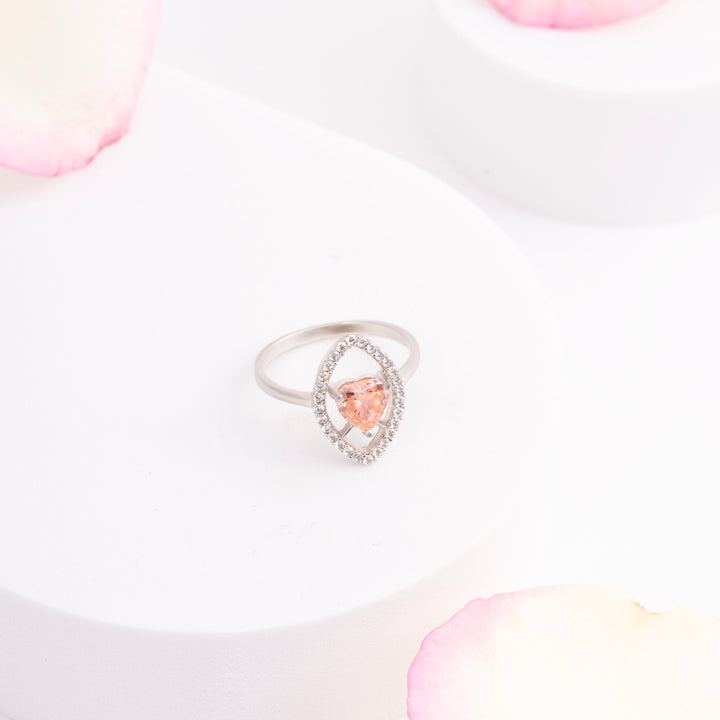 Orange-Heart CZ Ring