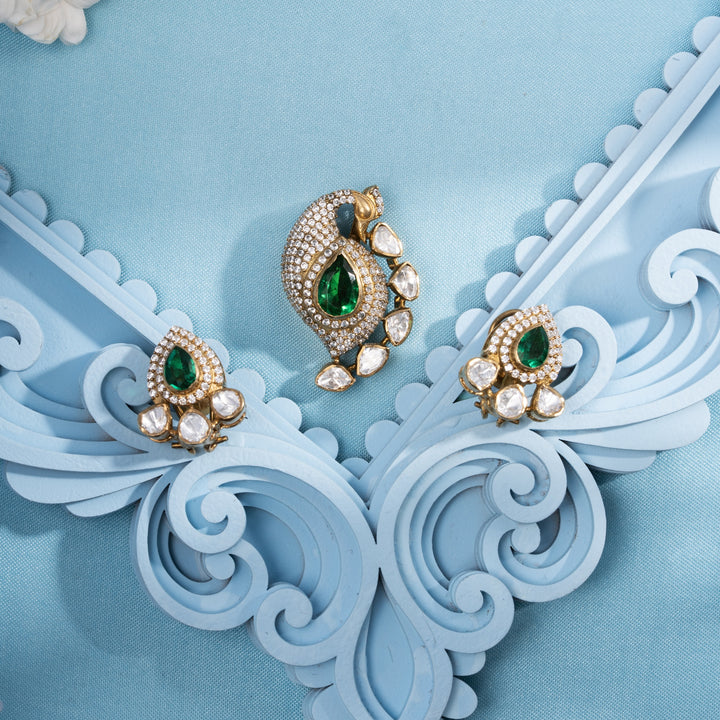 Rosy Plume Victorian Pendant Set