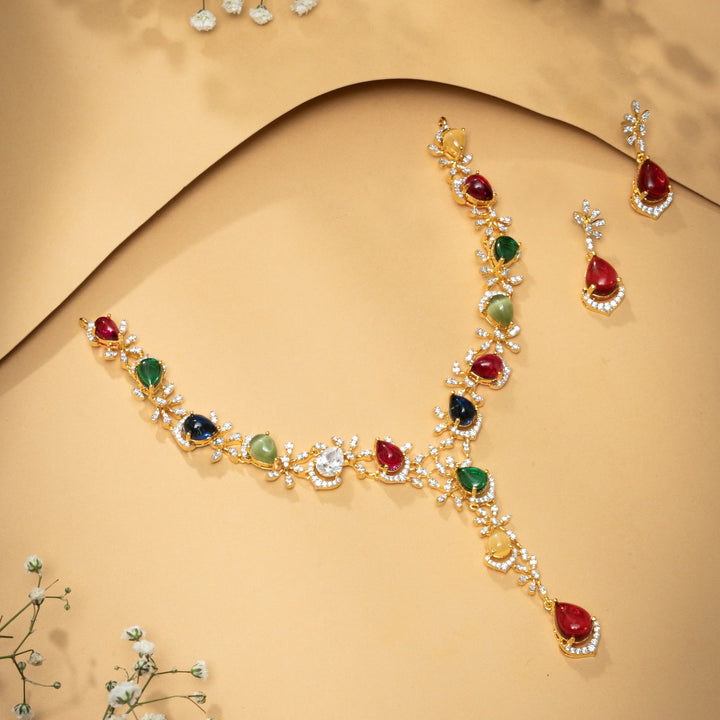 Navarika CZ Necklace Set