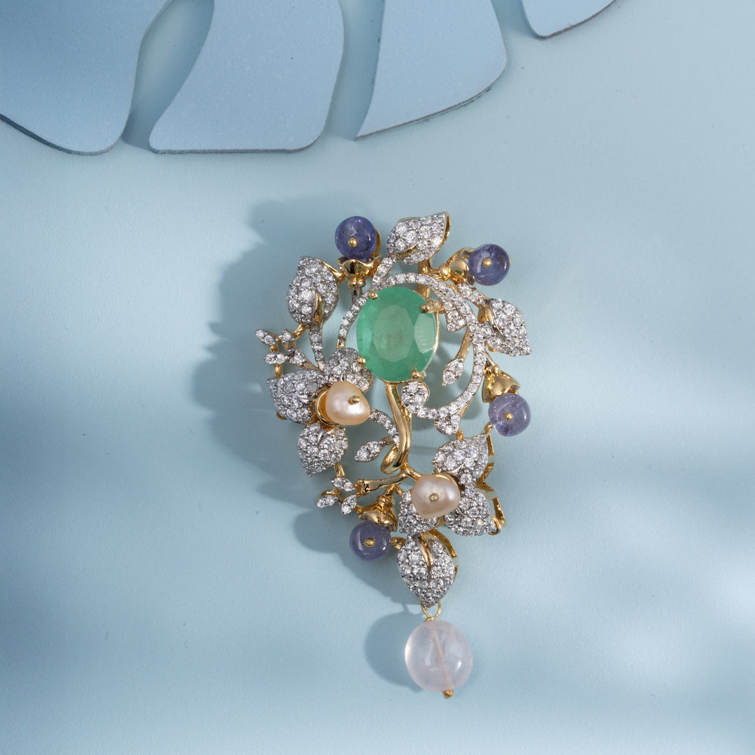 Garden Tendrill CZ Pendant Set