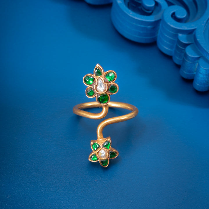 Kundan Flora-Duo Ring