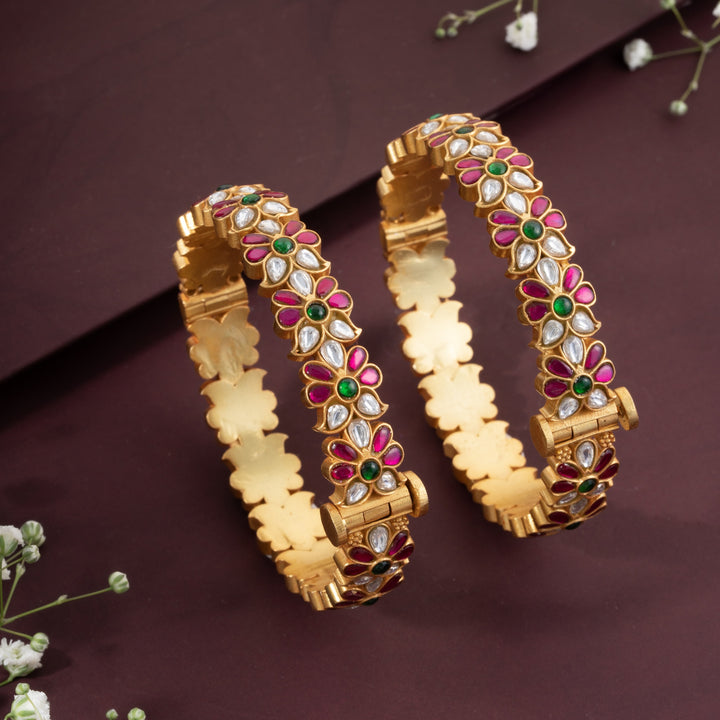 Kundan Kamalya Bangles