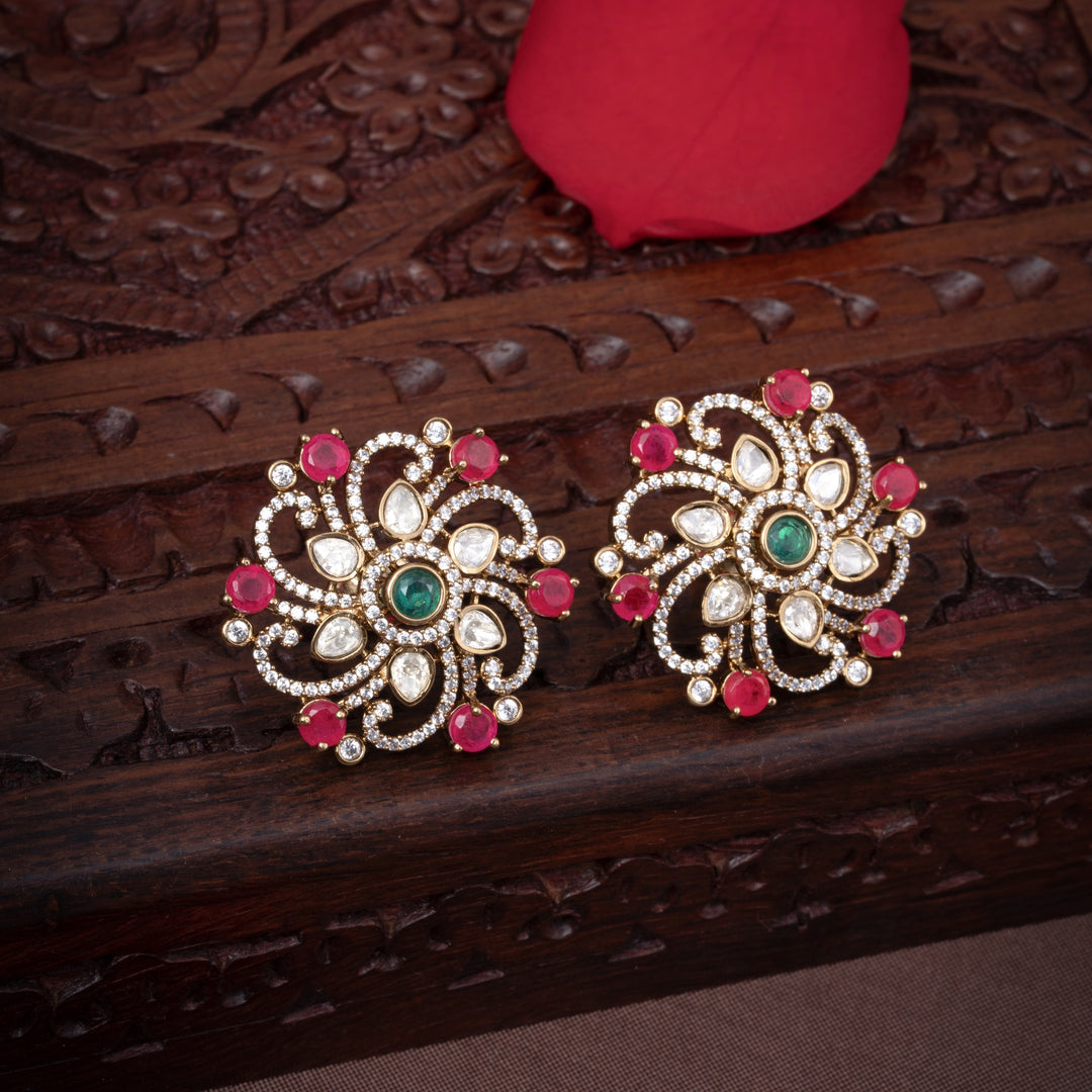 Pink Fleur Victorian Studs