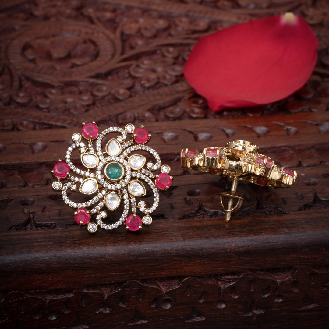 Pink Fleur Victorian Studs