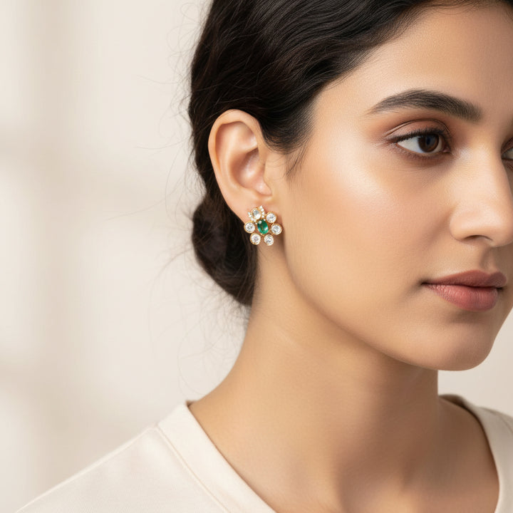 Green Petal Victorian Studs