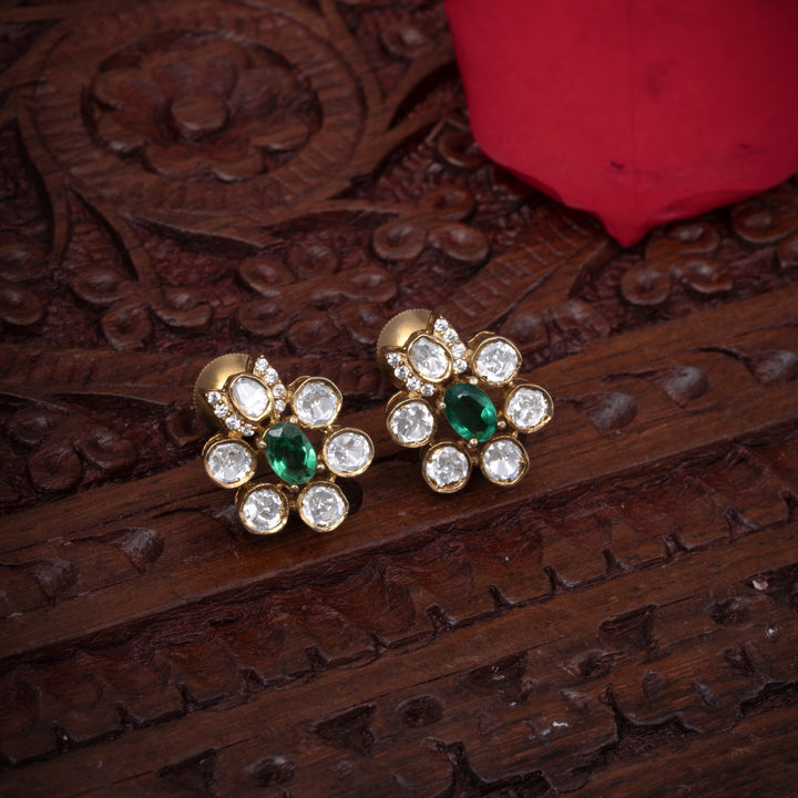 Green Petal Victorian Studs