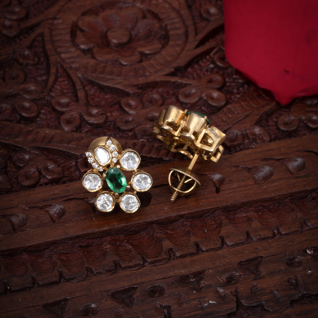 Green Petal Victorian Studs