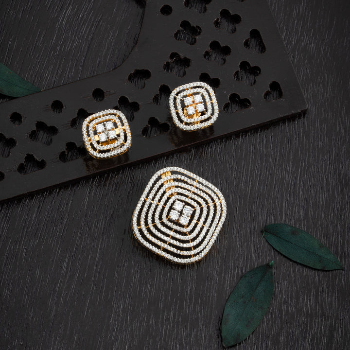 Facet-Cube CZ Pendant Set