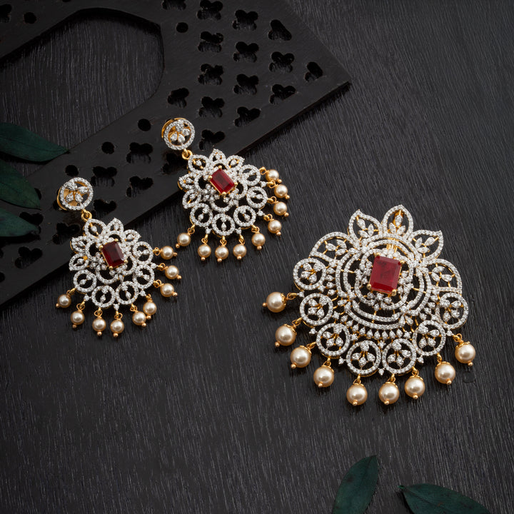 Red-Ruby CZ Pendant Set