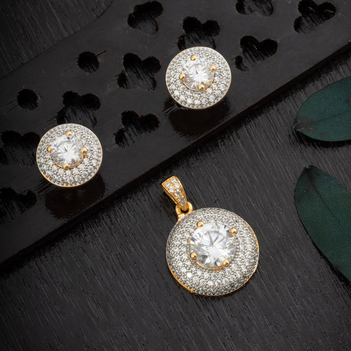 Rondelle CZ Pendant Set
