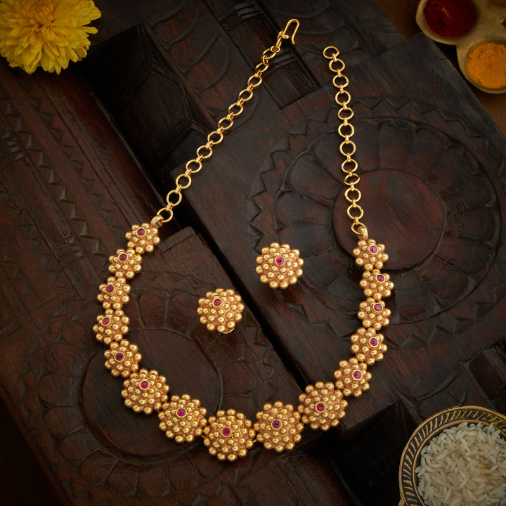 Crimson Petals Necklace Set