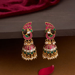 Pari Peacock Kundan Jhumki