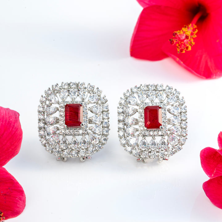 Clarivy Red Stud Earrings