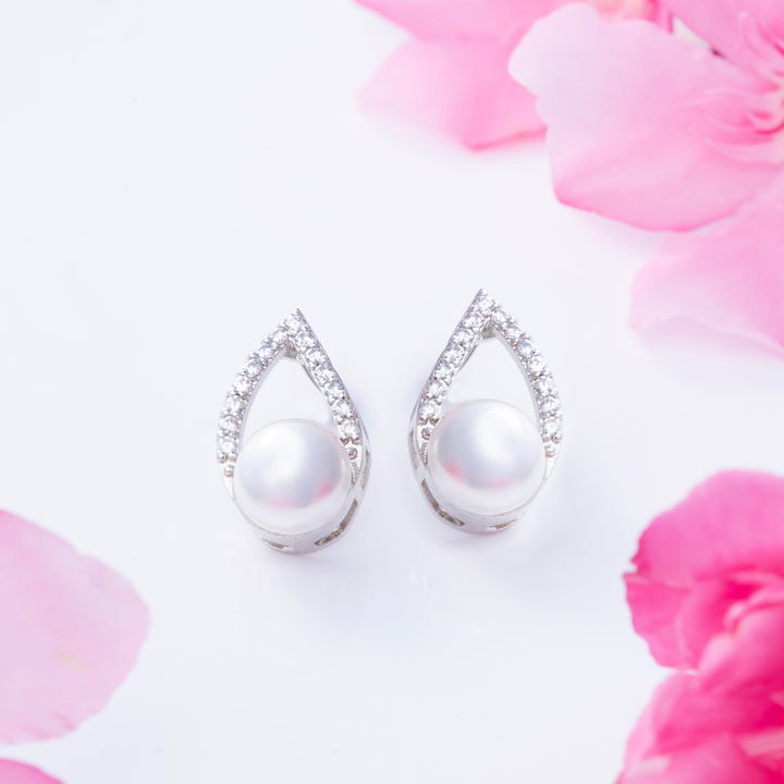Moon-Drop Pearl Studs