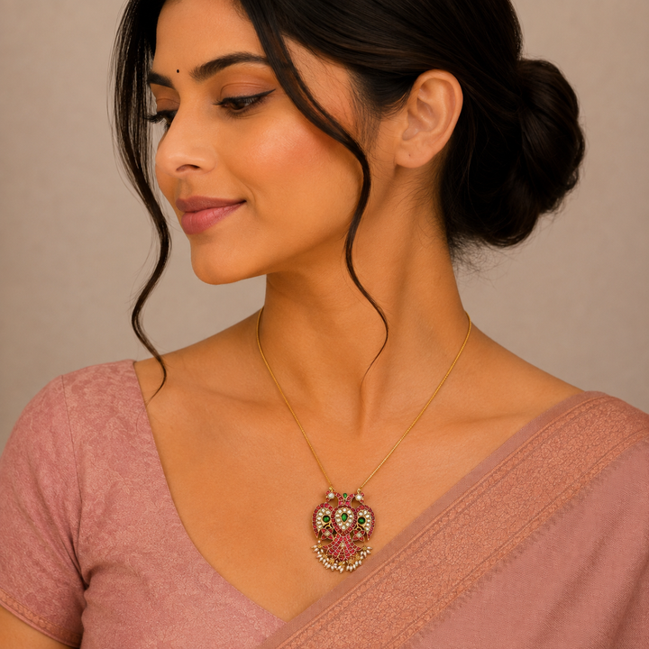 Dvishirsha Kundan Pendant