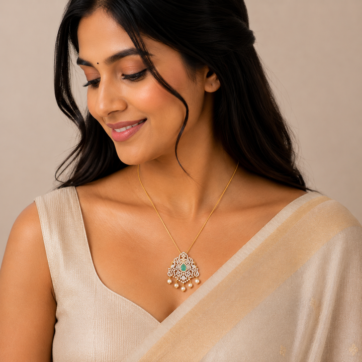 Pearl-Tailed CZ Pendant