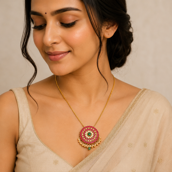 Chakra-Padma Kundan Pendant