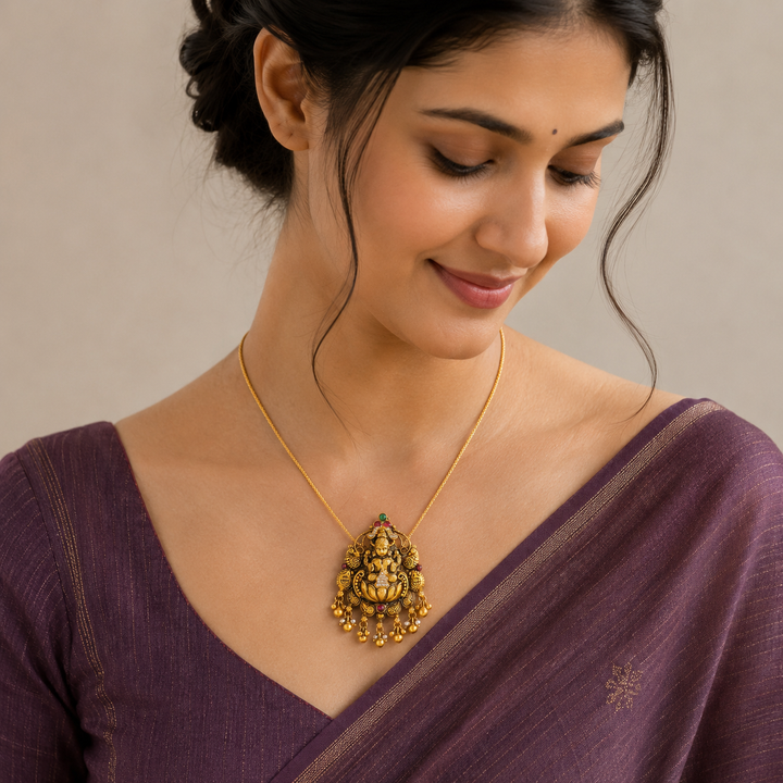 Lakshmi Peacock Temple Pendant