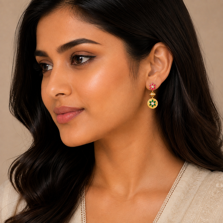 Aruna Bloom Kundan Danglers
