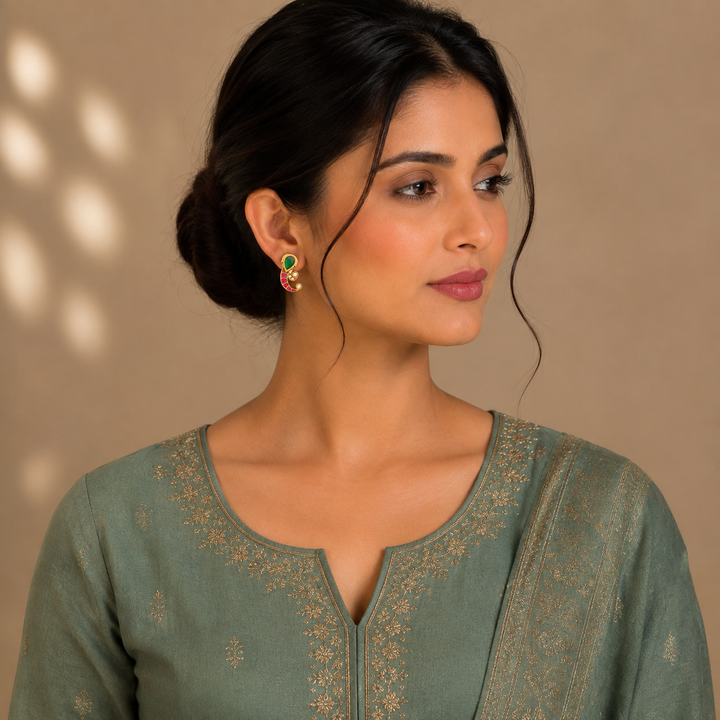 Mohini-Mor Kundan Studs