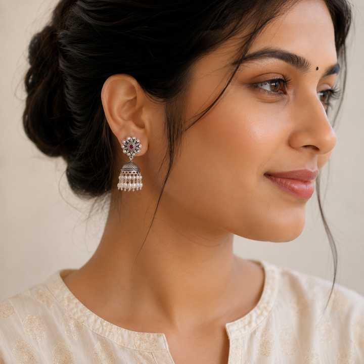 Vruksha Oxidised Jhumki