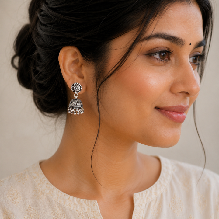 Nritya Oxidised Jhumki