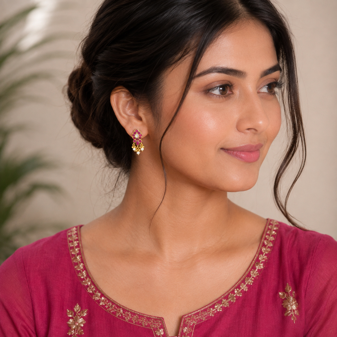 Pushpjyoti Kundan Earrings