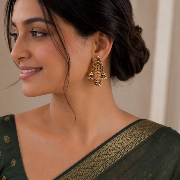 Mor Darshini Stone Danglers
