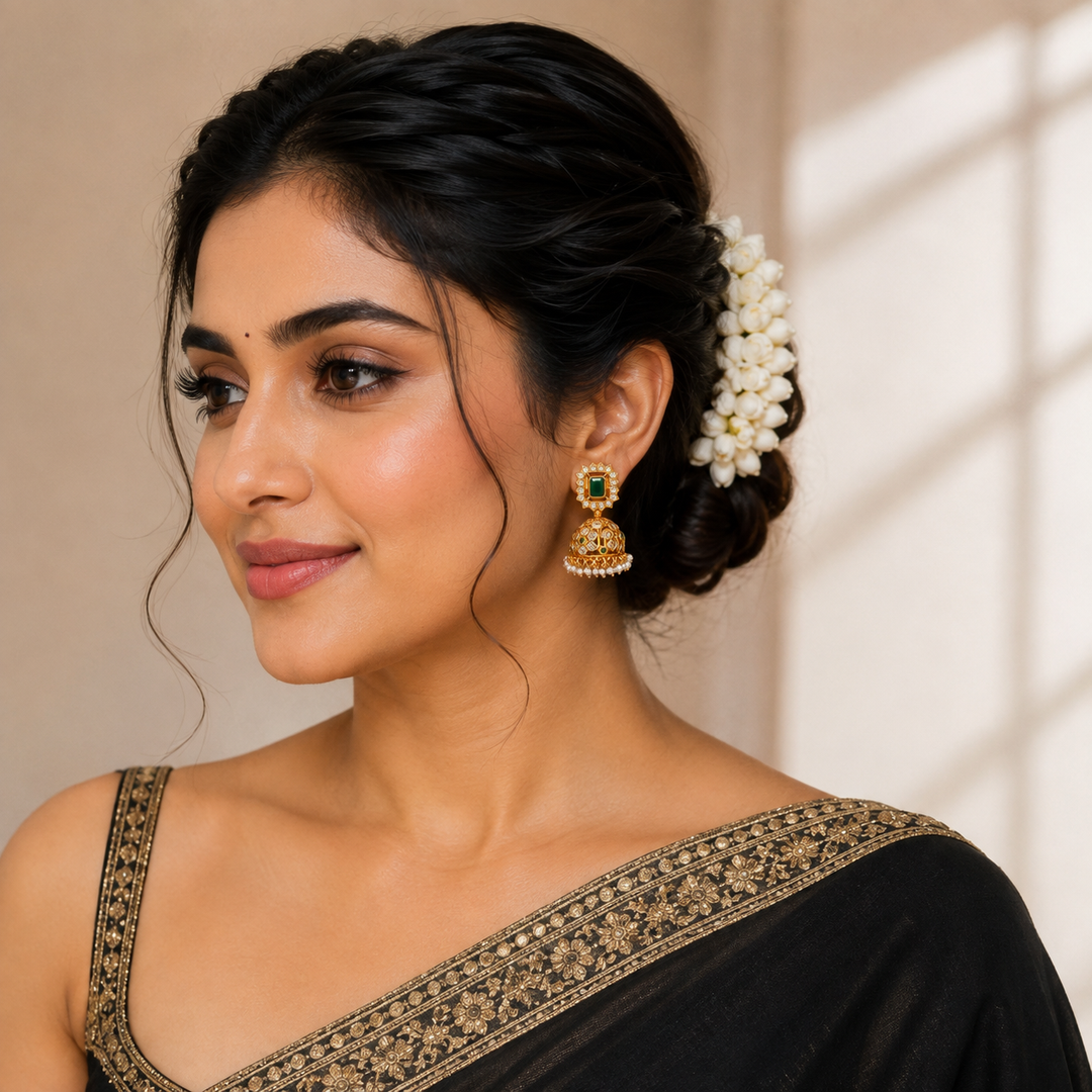 Sundar-Bloosom Stone Jhumki