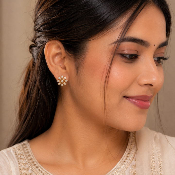 Crystal Flower Stone Studs