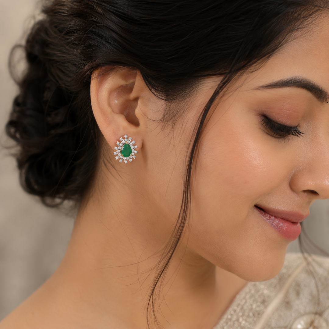 Green-Pear CZ Studs