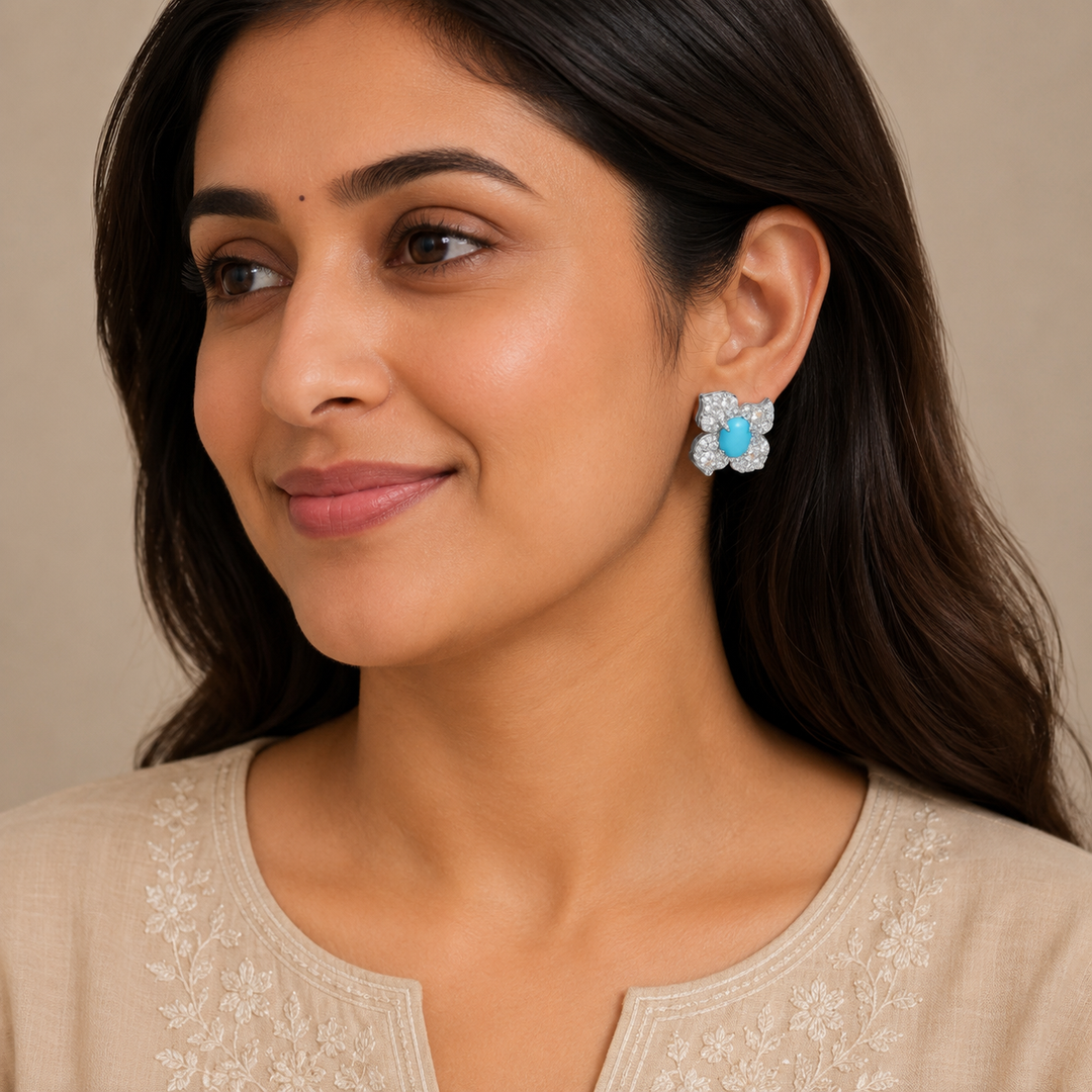 Blue-Flora Studs