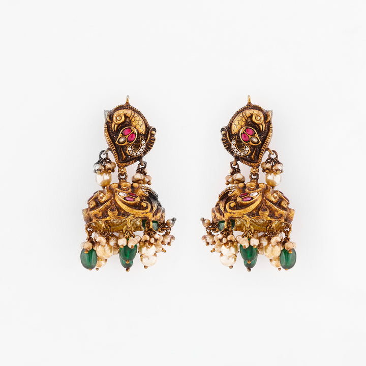 Jadau Peacock Jhumki