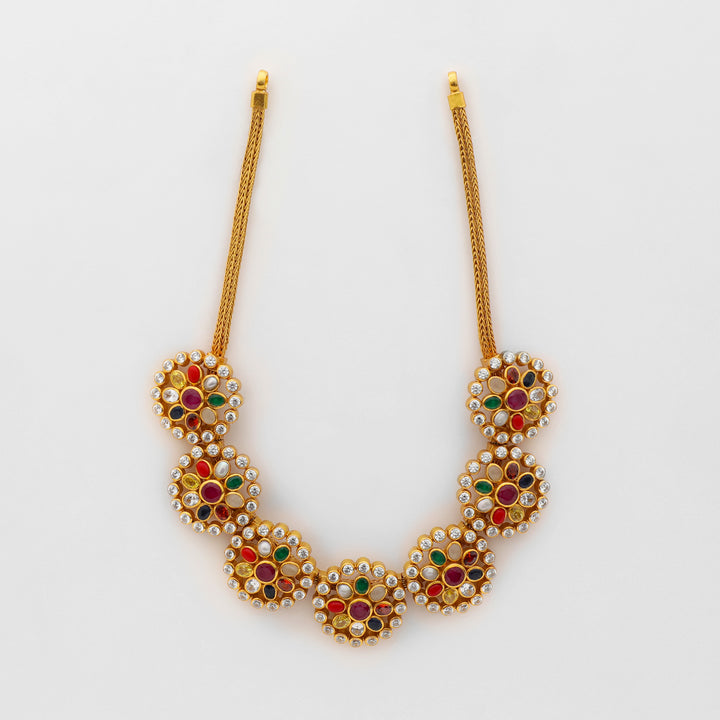 Stiff Goti Navaratna Necklace