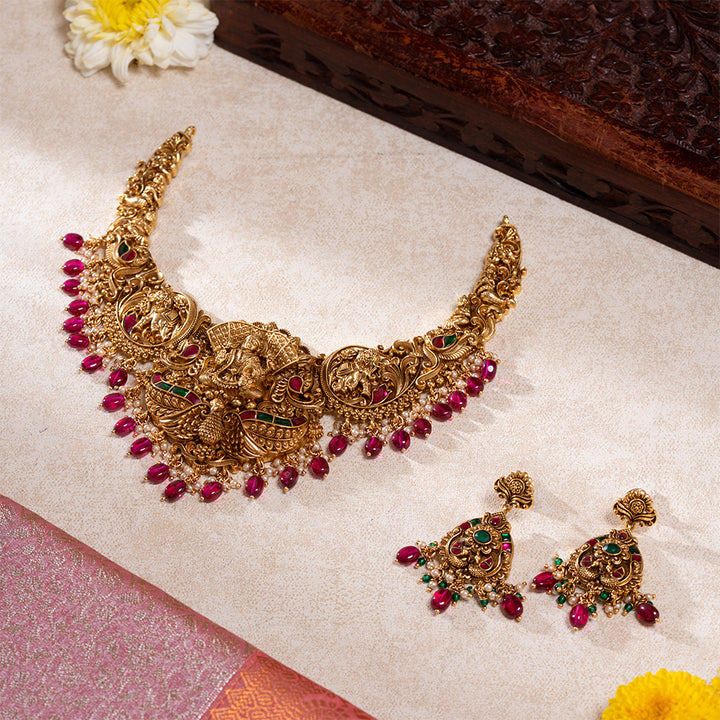 Suvarna Kalasha Lakshmi Necklace Set
