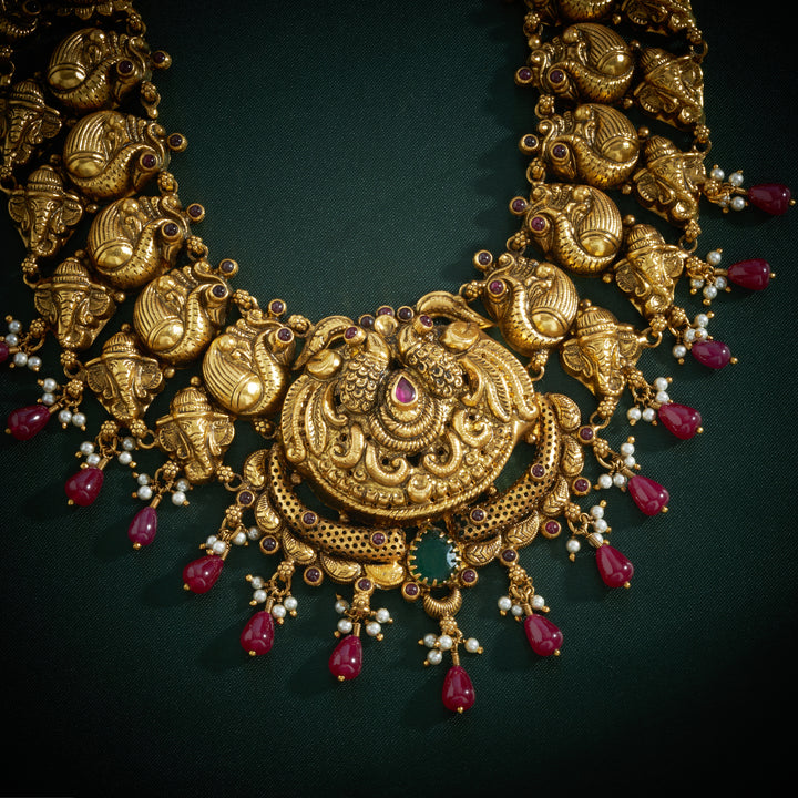 Ganesha Peacock Temple Necklace
