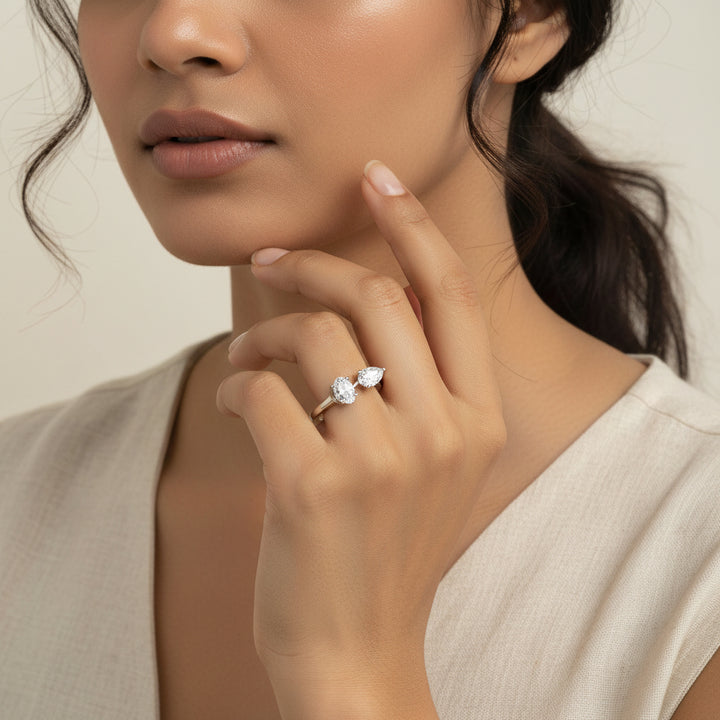 Oval Drop CZ Ring