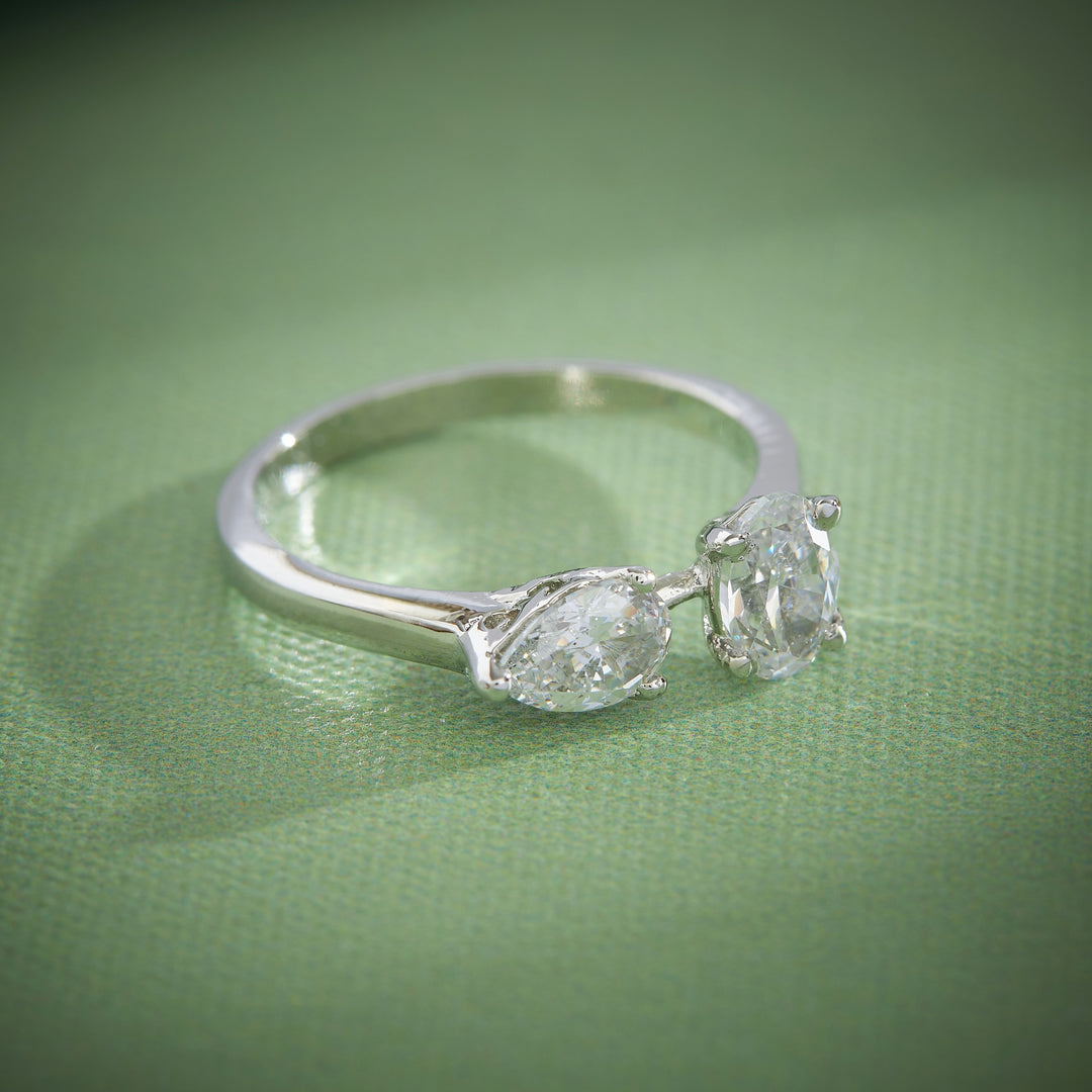Oval Drop CZ Ring