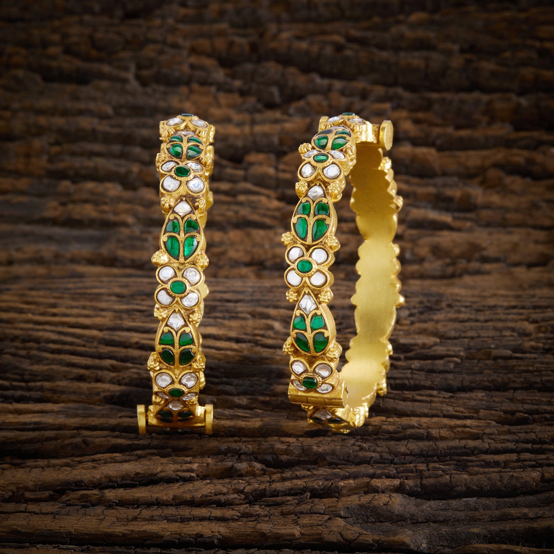 Kiara Green Kundan Bangles