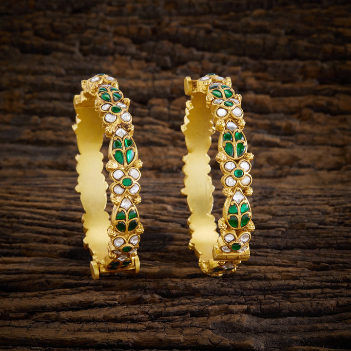 Kiara Green Kundan Bangles