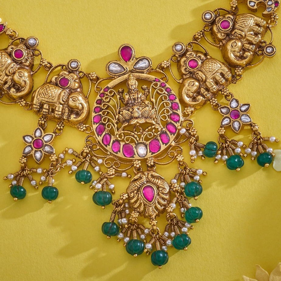 Aarnika Gajalakshmi Jadau Necklace