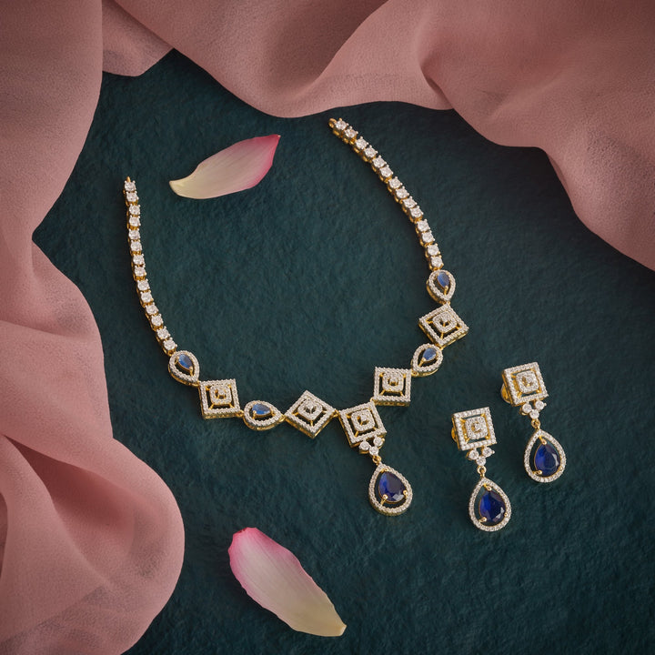 Indigo-Pear CZ Necklace Set