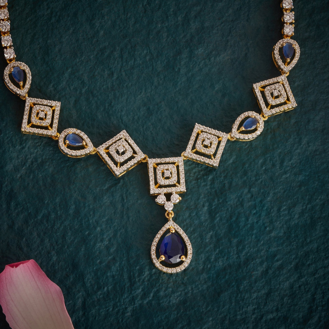 Indigo-Pear CZ Necklace Set