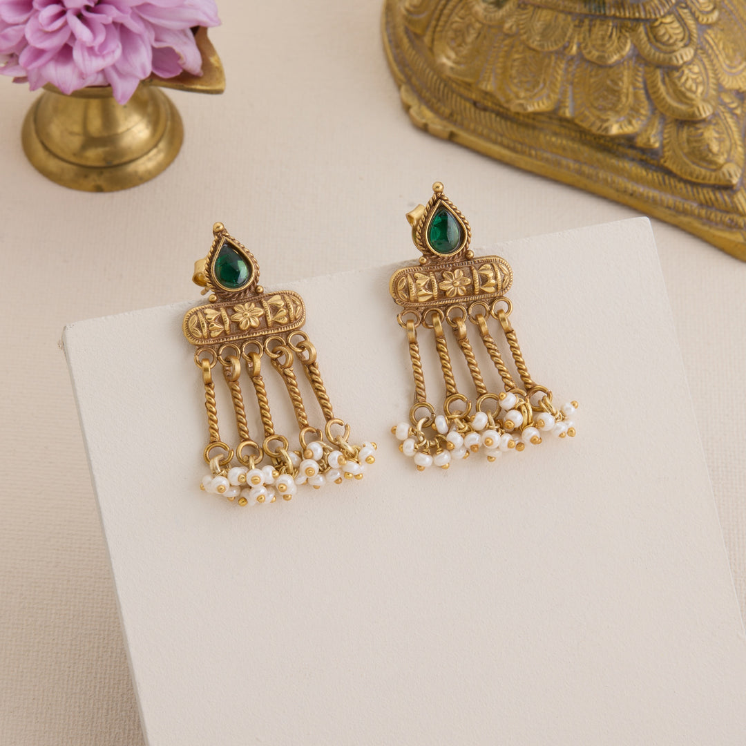 Hariyali Pearls Danglers