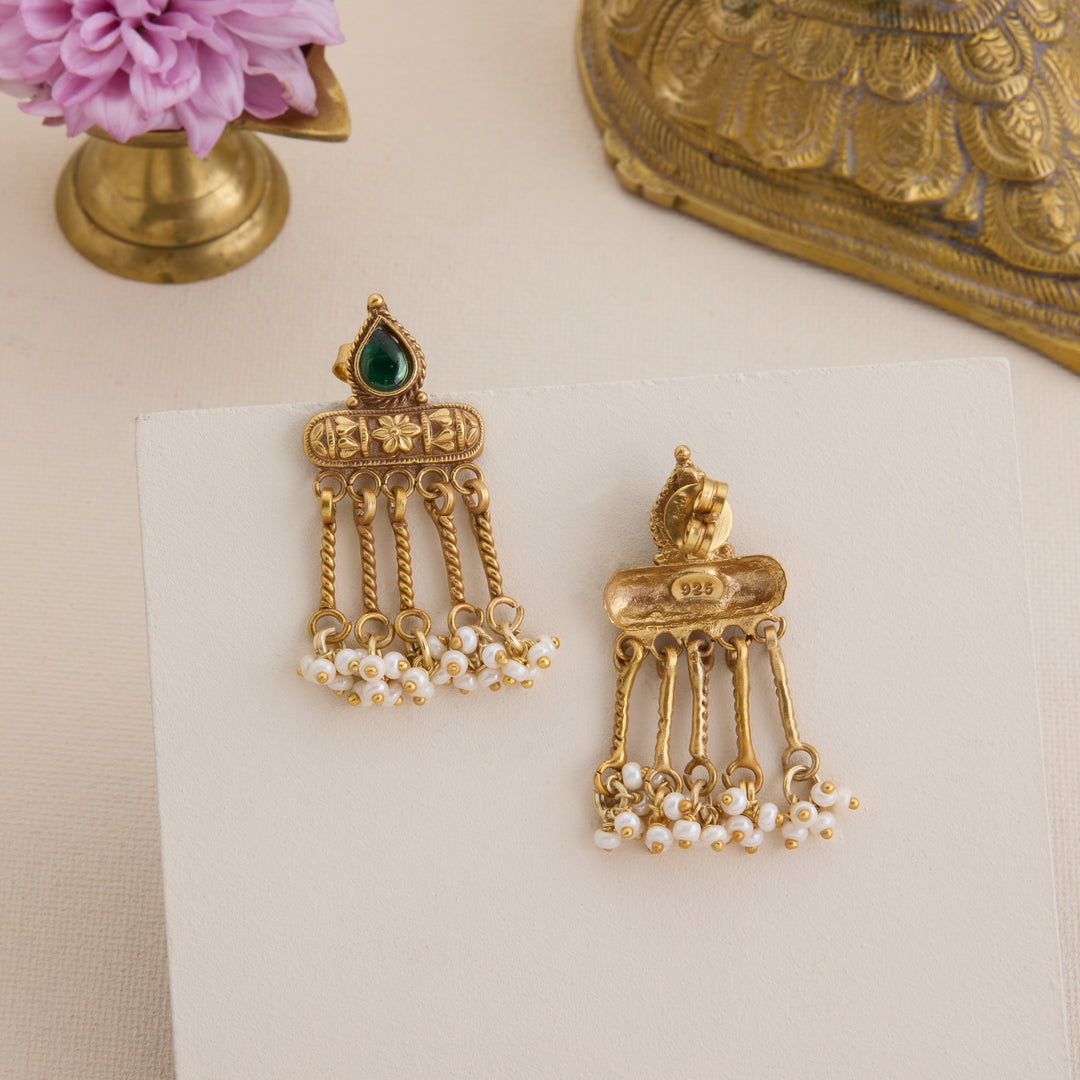 Hariyali Pearls Danglers
